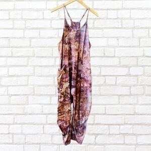 Hand Dyed Artisan Medium Ice Dye Earthy Purple Romper Hot Shot Festival Tie Dye